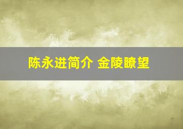 陈永进简介 金陵瞭望